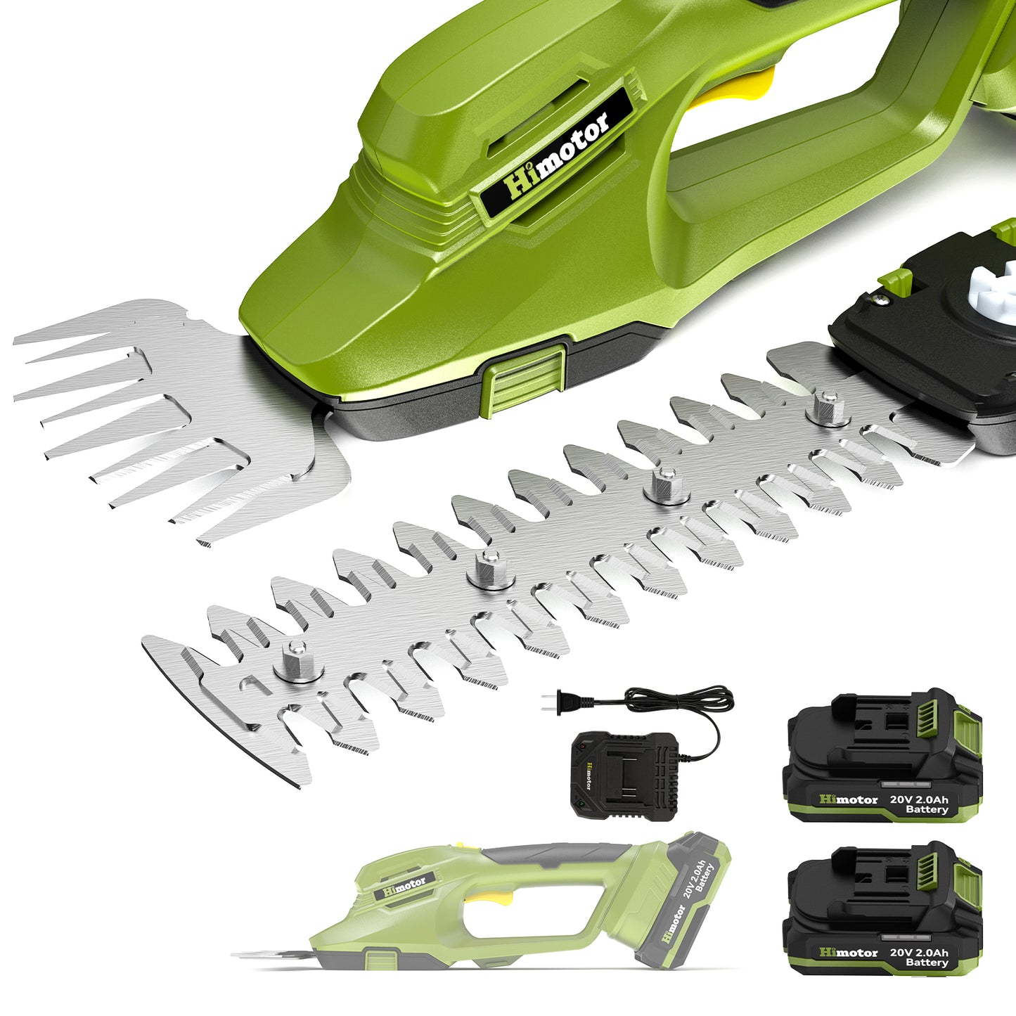 Cordless 2-in-1 Hedge Trimmer - With 20v Battery*2 And Charger, Grass Shears, Battery Powered Hedge Trimmer For Grass Pruning, Bush Trimming