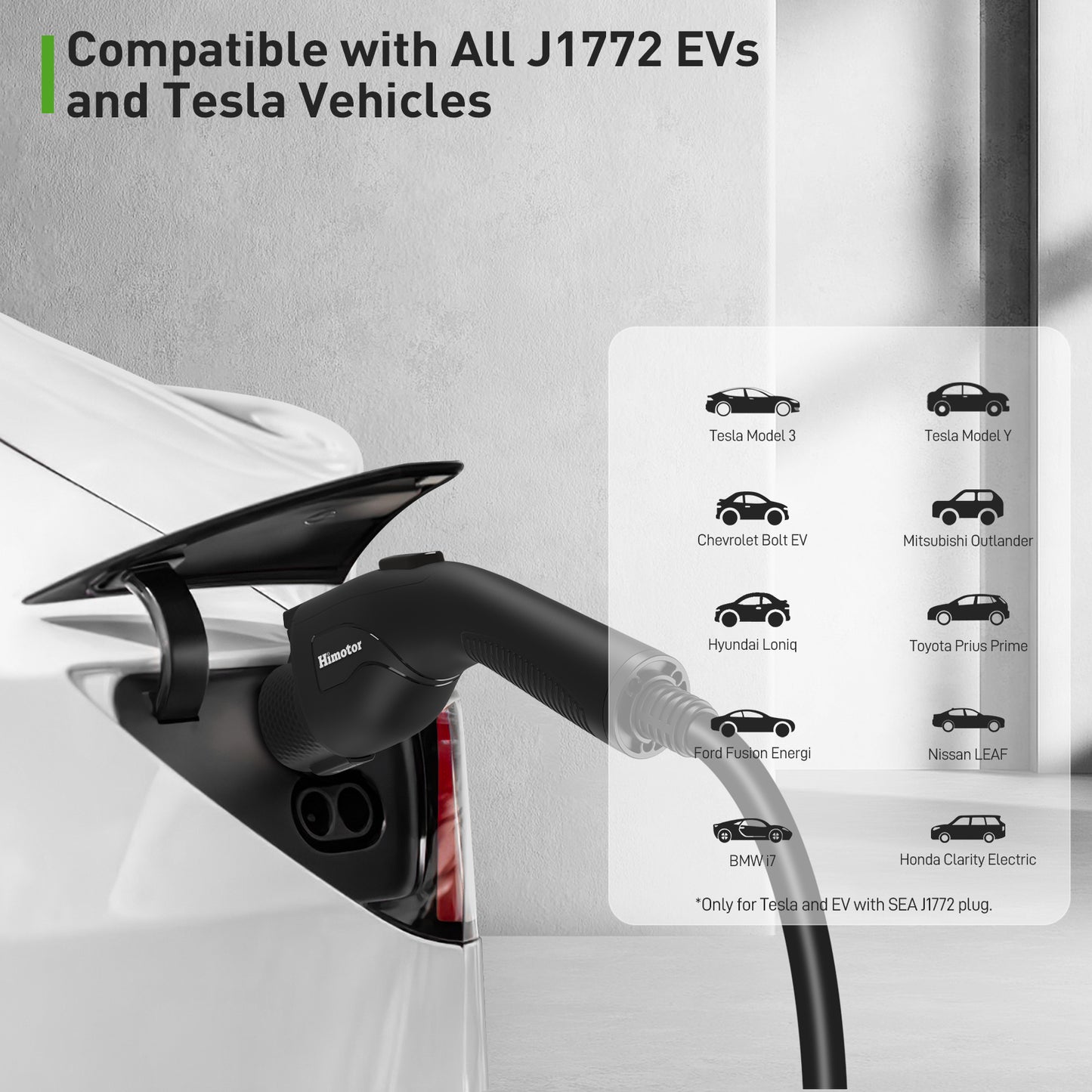 EV Charger Level 2, 16-40A 110-240V, Include J1772 to Tesla Adapter, with 26ft Charge Cable and NEMA 14-50 Plug, with Function of Adjustable Current and Reserve Charging Time
