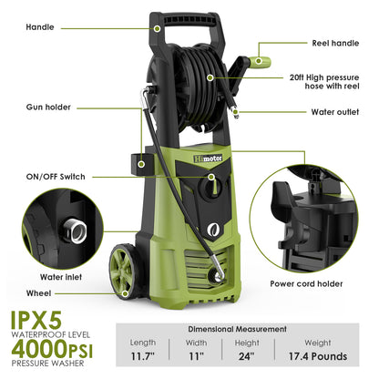 Electric Pressure Washer - Foam Cannon Included, Car Wash Machine with Wash Mitt, For Deck, Driveway, Patio