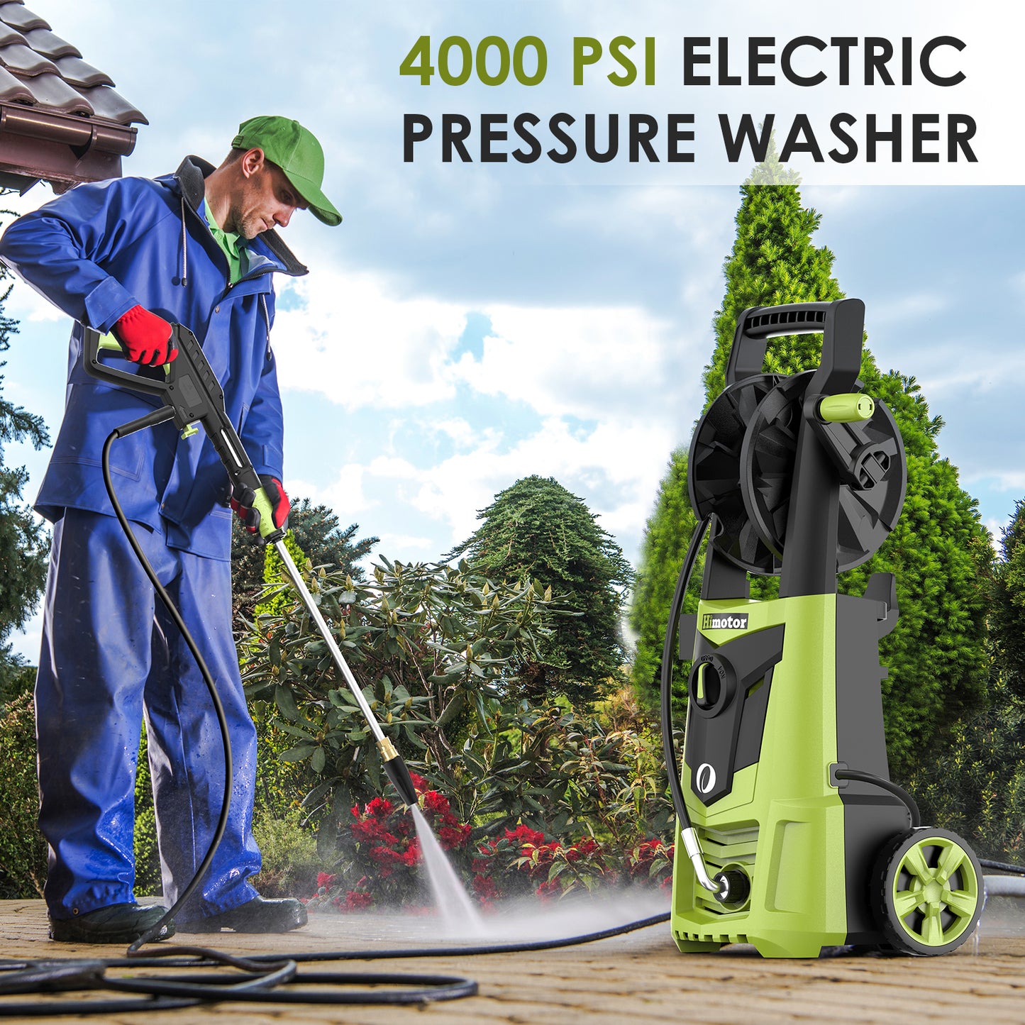 Electric Pressure Washer - Foam Cannon Included, Car Wash Machine with Wash Mitt, For Deck, Driveway, Patio