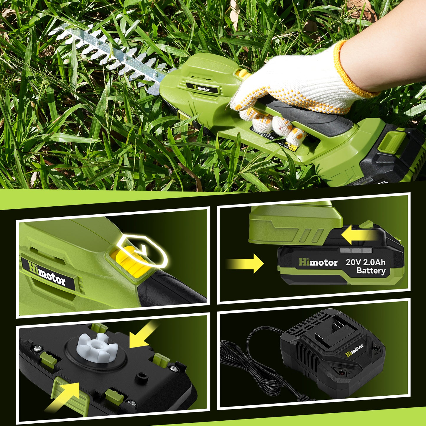 Cordless  2-in-1 Hedge Trimmer - With 20v Battery*2 And Charger, Grass Shears, Battery Powered Hedge Trimmer For Grass Pruning, Bush Trimming