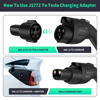 SEA J1772 to Tesla Charge Adapter - MAX 80A 240V, Tesla Charger Adapter - Compatible with All Tesla Model, Safety Certification